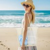 LQTSLFM Beach Tote Bags for Women, Foldable Mesh Beach Bag,