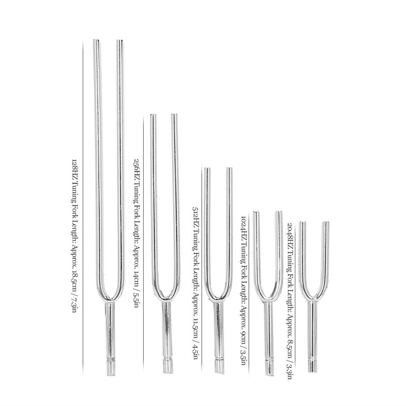 Brrnoo Tuning Fork Set, 5PCS 128HZ+256HZ+512HZ+1024HZ+2048HZ Medical Tuning Fork Hearing