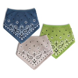 Hipsterkid Baby Bibs for Boys & Girls - 3-Pack of Baby Bandana Bibs for Infants & Toddlers - Cotton Drool Bibs - Baby Bibs for Drooling and Teething (Gowanus Colors: Grey, Green, Navy)