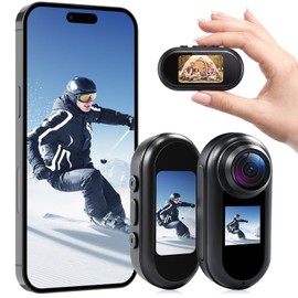 icamdoor 2K Mini Thumb Action Camera, Body Camera with Audio and Video Recording, with WiFi & Dual Display, Portable Wearable Video Recorder POV Cam for Sports Travel Vlogging Skiing Hiking Cycling