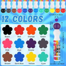 Crtiin 96pcs Bingo Daubers Bulk in 12 Colors, 0.5 Oz, Assorted Colors Set of Bingo Markers,bingo Supplies Dot Markers Dot Paint Craft Ideal for Art and Crafts Painting Supplies Drawing Coloring