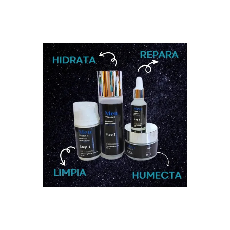 Kit Skincare Para Hombre Limpiador Tónico Serum Crema