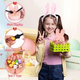 Easter Digging Kit-Dig Up 7 Bunny Egg Chick,Rabbit Plaster Excavations Set,Educational Science Kits for Kids Age 5 6 7 8 9 10 11 12,Easter Gift for Boys and Girls,Basket Essentials Stuffers