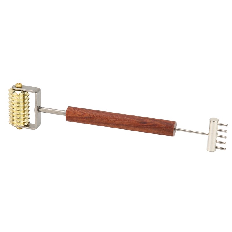 Face Massage Roller Copper Wooden Handle Promote Blood Circulation Double