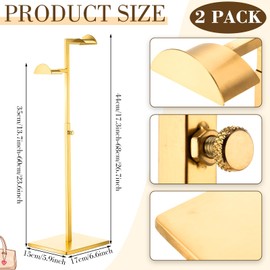 Hicarer Stainless Steel Purse Display Stand Adjustable Height Handbag Display Stand Hanging Double Hook Polished Hanger Bag Holder Hat Jewelry Rack for Boutique Store(Gold,4 Pcs)
