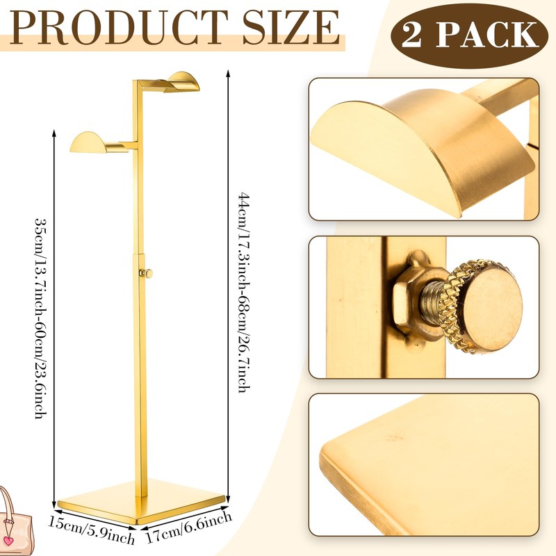 Hicarer Stainless Steel Purse Display Stand Adjustable Height Handbag Display