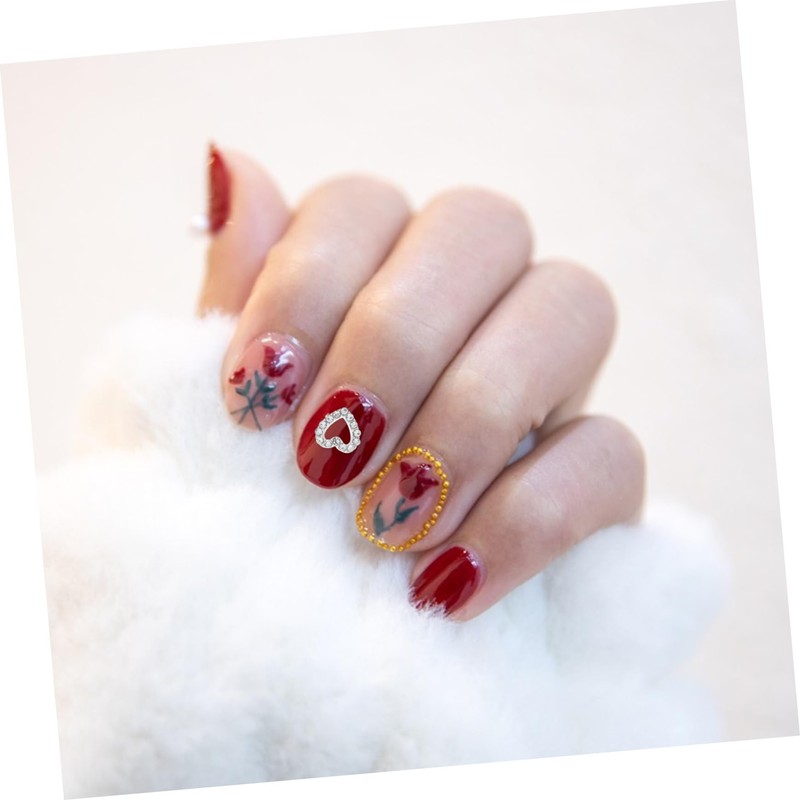 Healeved 10pcs Rhinestones Nail Charms Heart-Shaped Nail Decorations Creative Accessories
