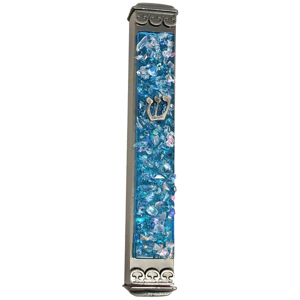 Sparkling Art Glass Mezuzah - Easy Mount Indoor or Outdoor
