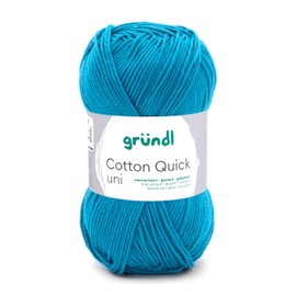 Gründl Cotton Quick Plain Wool for Crocheting, Crochet Set for a Shopping Net 4 x 50 g/125 m (100% Cotton) + Crochet Hook + Instructions (English language not guaranteed), Petrol