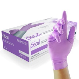 UNIGLOVES Unigloves Violet Pearl Nitrile Examination Gloves - Multipurpose, Powder Free and Latex Free Disposable Gloves - Box of 100 Gloves, Violet, Small (GP0072)