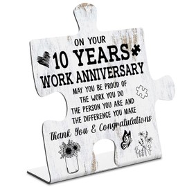 10Year Work Anniversary Employee Gifts, Thank You 10 Years Employee Anniversary work 10 Years of Service Award, Employee Recognition Appreciation Work Anniversary Puzzle Sign Plaque XP301