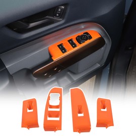 Window Panel Door Lock Switch Frame Cover Trim Set Compatible with Ford Maverick 2022-2025 Pickup Truck, Car Interior Decoration Accessories (Orange)