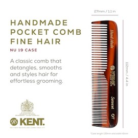 Kent NU19 Set de regalo, con peine de bolsillo de dientes finos y dientes anchos OT para cabello, bigote y barba para hombres, mujeres y niños. Juego 