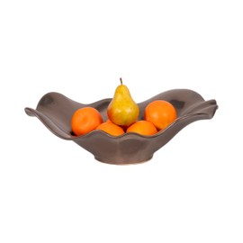 Sagebrook Home Ruffled Edge Bowl Ceramic Metal Bronze Elegant Home Decor Accent