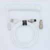 White Coiled Cable for Mechanical Keyboards (5 ft, USB-C Nickel