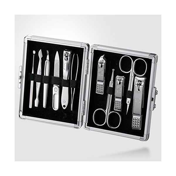 World No.1 THREE SEVEN 777 Manicure Pedicure All-in-One Grooming Kit - Nail Clippers (11 PC, TS-16000VC) Hard Case International Version (Silver)