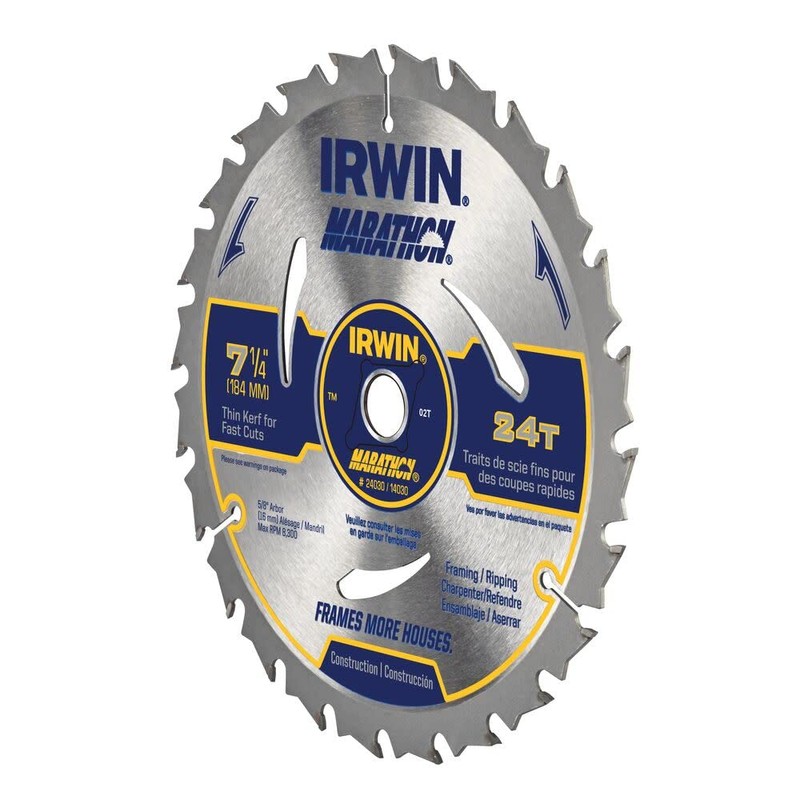 IRWIN Tools MARATHON Carbide Corded Circular Saw Blade, 7 1/4-inch,