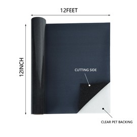 RENLITONG Black Glitter Heat Transfer Vinyl HTV Vinyl Rolls- 12" x 12ft Iron on Vinyl for T-Shirt, Cameo - Easy to Cut & Weed for Heat Vinyl Design