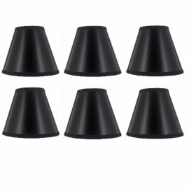 Upgradelights Set of Six Black with Gold Lining Chandelier Lamp Shades