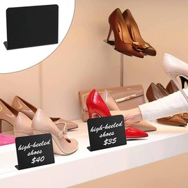 Buffet Signs, 12 Chalkboard Small Set, 10 x 7.6 cm Price Tags Stand in L Shape, Slate Board with 2 Pens and 1 Cleaning Cloth, for Buffet Signs, Price Tags