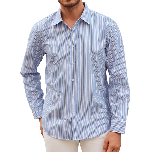 Lion Nardo Mens Button Down Shirts Casual Long Sleeve Wrinkle