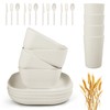 afcevnlb 24 Piece Wheat Straw Square Dinnerware Sets for 4,