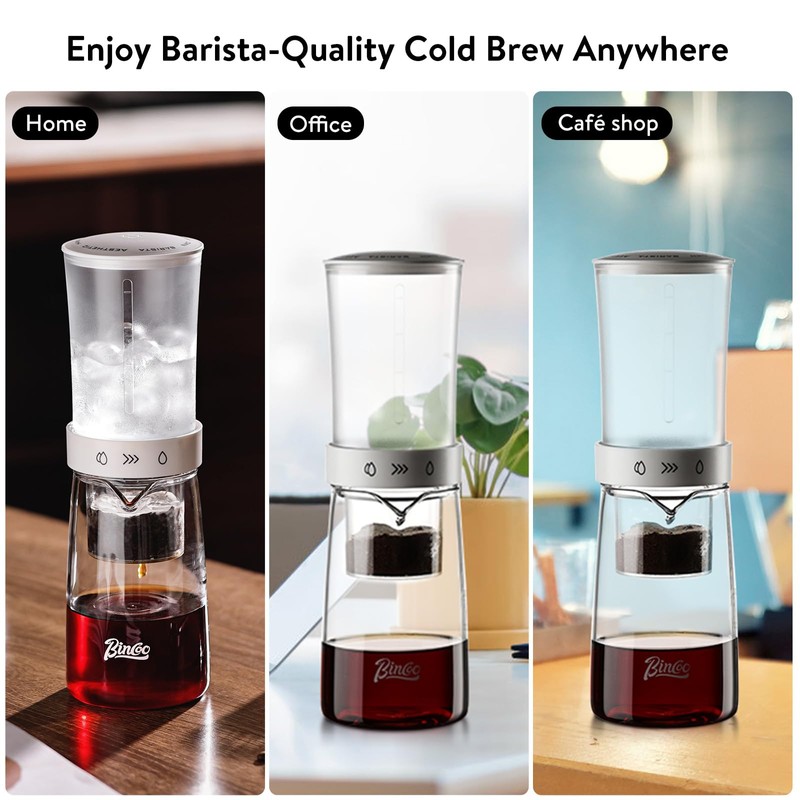 Bincoo Drip Cold Brew Coffee Maker,450ml High Borosilicate Glass Ice