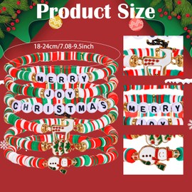 Grevosea 6 Pack Christmas Friendship Bracelets Set: Festive Polymer Clay Stretch Jewelry Polymer Clay Stretch Jewelry for Women & Teens Perfect Holiday Party Gifts