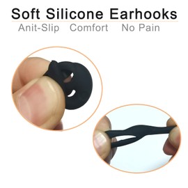 Luckvan Replacement Earbuds Tips Sport Silicone Earhooks Earbuds Cover Eartips Fins Wings Earphones Rubber Tips for in-Ear and Ear Canal Earbuds LMS Black
