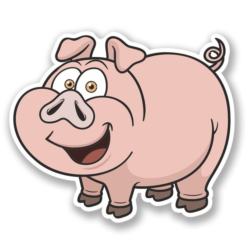 2 x 10cm/100mm Happy Pig Window Cling Sticker Car Van