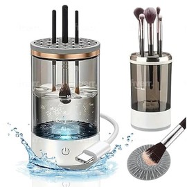 Electric Makeup Brush Cleaner: Cosmetic Automatic Spin Make Up Brush Cleaner Cleanser Machine, Complete Make Up Brush Cleaner Kit with Mat - A Perfect Brush Cleaner Make Up Gift for Women!