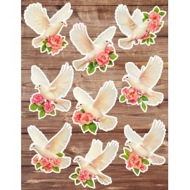 Handmade Dove With Pink Flower Vinyl Stickers Set Scrapbooking Laptop Water Bottle