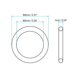 PATIKIL Nitrile Rubber O-Rings 8mm OD 6mm ID 1mm Width, 20 Pcs Metric Sealing Gasket for Faucet Plumbing Automotive Repair, Black