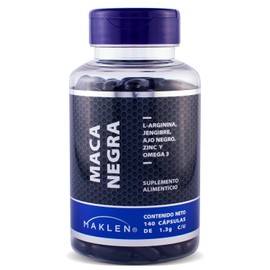 Maklen Maca Negra con Arginina, Zinc y Omega 3 - Suplemento para Energia, Vitalidad y Rendimiento Masculino - 140 Softgels de 1,300 mg