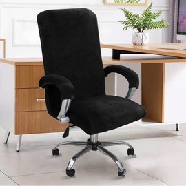 Alishomtll Velvet Office Chair Cover with Armrest, Stretch Chair Covers, Gaming Chair Cover, Removable Armchair Cover, Elastic Chair Covers for Office Chair, Computer Chair, Swivel Chair (Black,