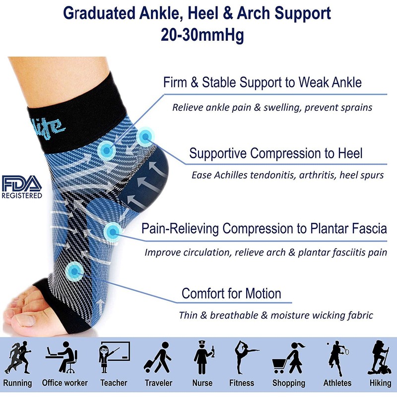 Dowellife Plantar Fasciitis Socks, Ankle Brace Compression Support Sleeves &