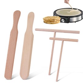 Crepes Distributor Crepes Reversible Crepes Slider Multifunctional Crepes Dough Distributor Natural Wood Crepe Accessories Dough Distributor for Crepes Galettes & Pancakes Restaurant Home Pack of 4