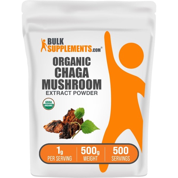 BulkSupplements.com Organic Chaga Mushroom Extract Powder - Organic Chaga Powder,