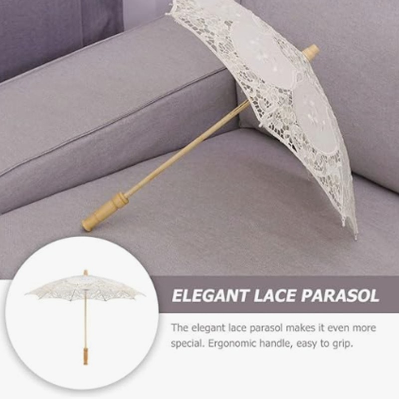 Lace Parasol Umbrella Wedding Bridal Lace Umbrella Decorative Embroidery Flower