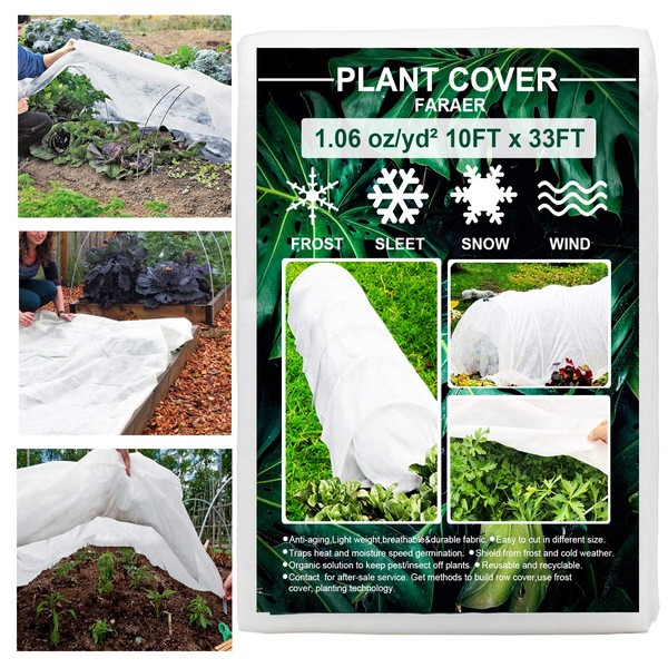 FARAER Plant Covers Freeze Protection, 10ft33ft Reusable Rectangle Frost Protection