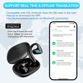 Ai Language Translation Earbuds Real Time 2025,150 Languages Two-Way Instant Voice Language Translator,Wireless Bluetooth Headphones,Text/Photo Translation Device with APP for iOS &Android-Black