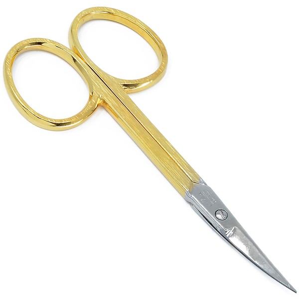Camila Solingen CS05 Professional Nail Cuticle Scissors, Hypoallergenic Gold Plated Sharp Curved Manicure Pedicure Grooming for Finger and Toe Nail Care. Made of Stainless Steel in Solingen, Germany