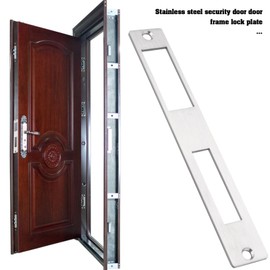 EMSea 1Pc Door Flat Strike Plate Stainless Steel Plate 172mm x 23.7mm for Door Handle Deadbolt Security Striker Plates Exterior Interior Door Electric Door Opener Silver(Fully Enclosed)