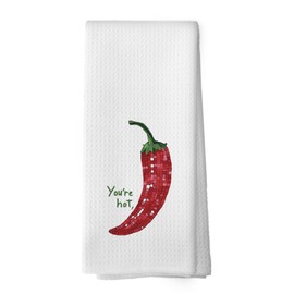 Mcehtle - Toallas de cocina con bola de chile y pimienta retro de moda, regalo para los amantes de la comida, toalla de cocina decorativa, 16 x 24 pulgadas