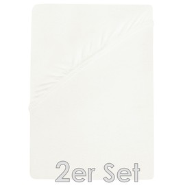 NatureMark Set of 2 Children's Jersey Fitted Sheets, 100% Cotton, for Cot and Cot 70 x 140 cm, Natural White