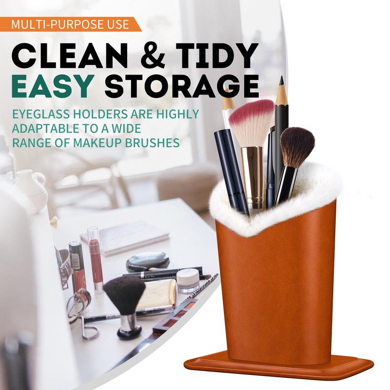 Aatacas Plush Lined Eyeglasses Holder, PU Leather Glasses Stand Case