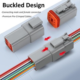 kuosbiu 6Pack Deutsch DT 4 Pin Connector, Waterproof Electrical Connector Male and Female Plug Wiring Harness with 16AWG Cable Wire for Car Truck Boats LED