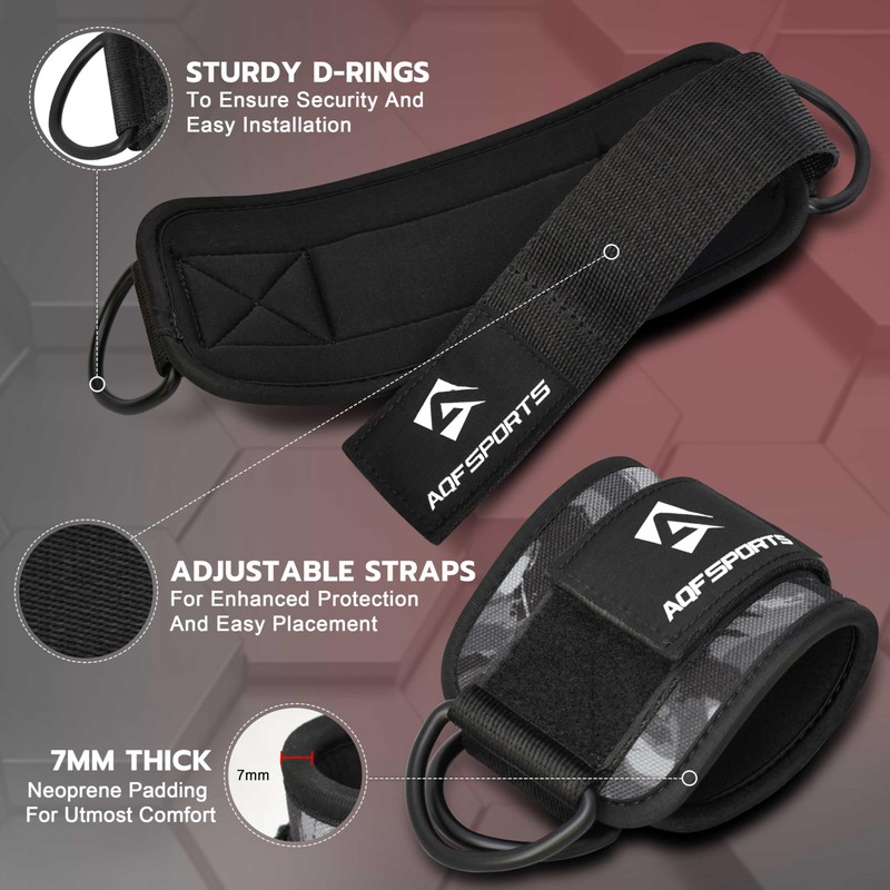 AQF Ankle Straps for Cable Machines Attachment - Neoprene Padded