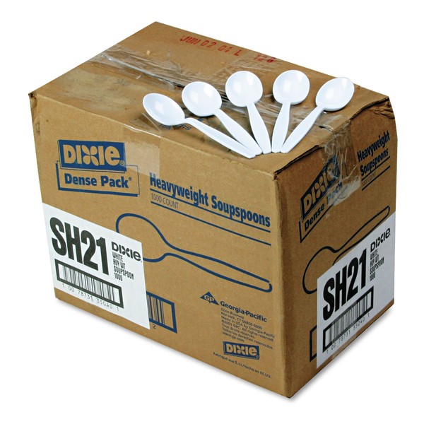 Dixie Sh217 Plastic Cutlery, Heavyweight Soup Spoons, White, 1000/Carton (Dxesh217)