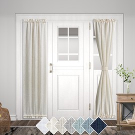 KOUFALL Sidelight Door Curtains 72 Inches Long for Side Windows Linen Blend Privacy Protect Light Filtering French Door Side Curtain Panels Bonus Adjustable Tie Back 25x72 Inch Length 1 Panel Cream